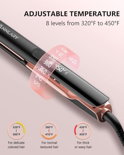 Annlary Hair Straightener 1 Inch Flat Iron and Curler 2 in 1 Titanium Ceramic Ionic Dual Voltage Straightener with Heat-Resistant Silicone, for Less Frizz, Shinier & Smoother - Image 7