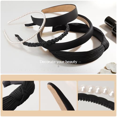 7pc Black Headbands for Women Girls Headbands Set, Non Slip - Image 2