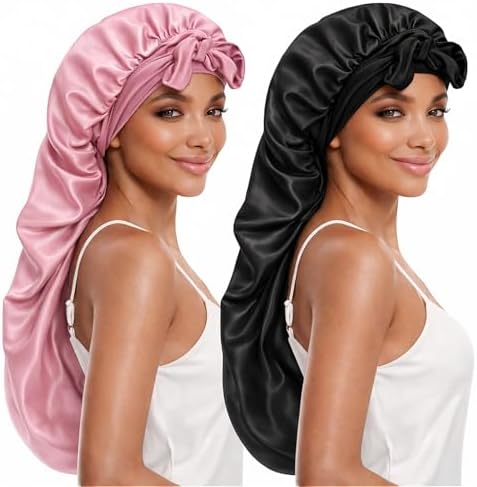 DEMAZALO Silk Long Bonnet for Braids & Curly Hair, Silk Satin Bonnet for Sleeping, Extra Large Bonnets for Women Braid by Demazalodirect