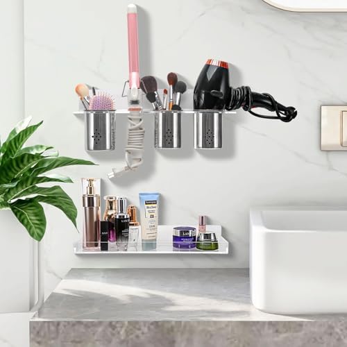 Hair Tool Organizer Wall Mount, Hot Tool Holder with 3 Cups, Set of 2 - Image 4