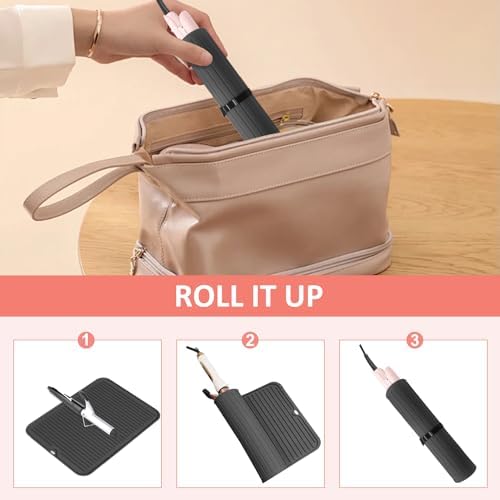 Large Heat Resistant Silicone Mat for Hair Tools: Curling Iron, Flat Iron, Hair Straightener - Portable Hair Styling Pad Cover - Image 6