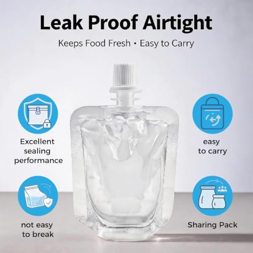 50-Pack Reusable Plastic Flasks – 1.7 oz Leak-Proof Drink Pouches with Funnel, Transparent PA+PE Heat/Cold Resistant, Ideal for Travel, Parties, and Concealed Liquor/Juice Storage - Image 7