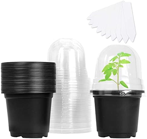 MIXC Nursery Pots with Humidity Dome, 4" Seed Starting Pot 30 Pack, Black by MIXC