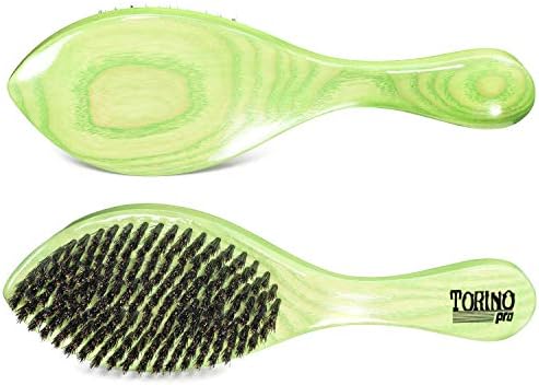 Torino Pro Medium Curved Wave Brush By Brush King #1960-360 Curved Medium - Extra firm Medium bristles with Wavy design handle - for 360 waves - Great for coarse hair wavers by TorinoPro