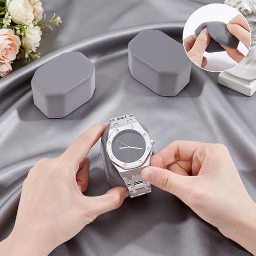 PH PandaHall 4pcs Watch Pillows, Gray Watch Display Cushion Watch Winder Pillow Bracelet Organizer Bangle Jewellery Holder for Watch Box Retail Stores Exhibition Display Storage, 2.7"x1.9"x1.7" - Image 3