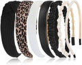 7 Pcs Headbands for Women Girls, Non Slip Cute Pearl Floral Padded Vintage Wide Fashion Multi-style Headbands for Girls (Leopard A) by Unknown