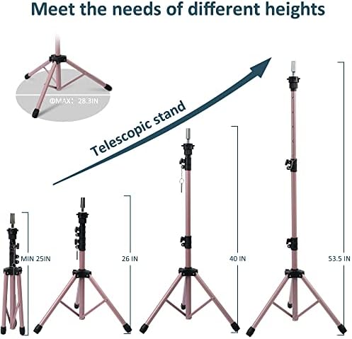 Klvied Wig Stand Tripod, Adjustable 25-53.5in for Braiding and Wig Styling - Image 5