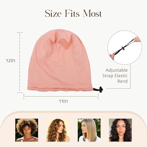 2 Pcs Adjustable Silk Hair Bonnet for Sleeping, Satin Lined Sleep Cap for Women and Men, Silk Hair Wrap Slouch Beanie. - Image 4