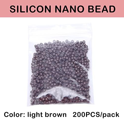 Hairro Silicone Nano Ring Beads 200pcs 3mm For Nano Link Hair Kertain Human Hair Extensions Light Brown - Image 2
