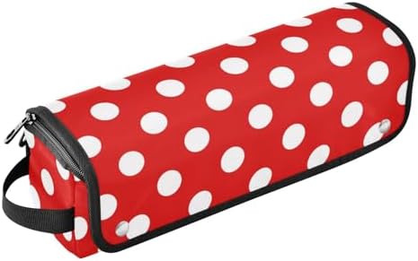 Polka Dot Red Hair Tools Travel Bag Travel Organizer Pouch Portable Carrying Case with Heat Resistant Mat for Flat Irons Curling Iron Hair Dryer by PJXTH