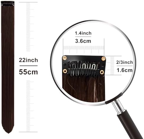 Colored Hair Extensions Clip in Brown Hairpieces 14 PCS - Image 3