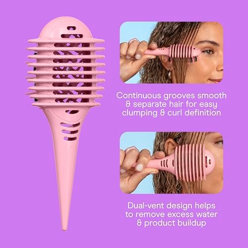 Conair Curl Define Pro Mini Detangling Brush, Tight Curly Hair, Pink - Image 4