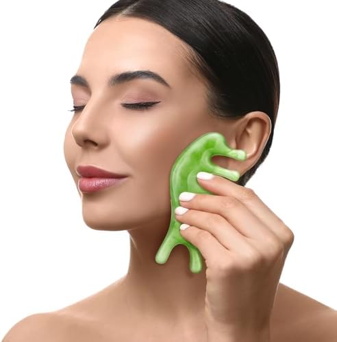 Geiserailie 2 Pcs Jade Combs Gua Sha Stone Scalp Massage Tool - Image 4