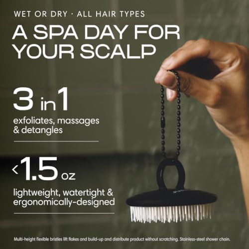 Jupiter Scalp Exfoliator - Scalp Massager Tool for Wet & Dry Hair - Ergonomic Detangler Brush - Dandruff Comb & Scrub to Remove Dandruff & Buildup and Support Circulation - Purple - Image 3
