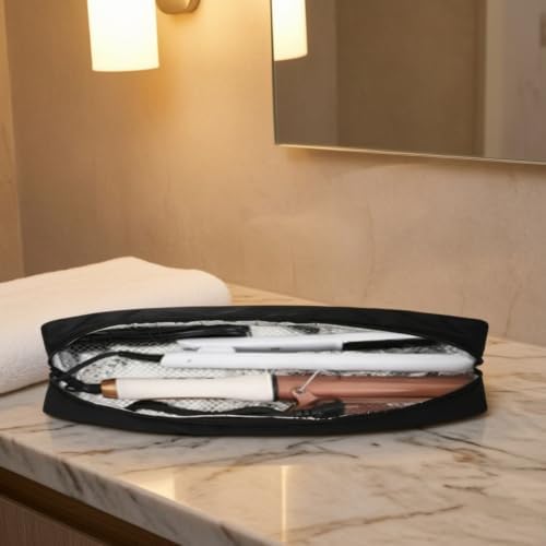 Zippered Styling Tool Bag with Aluminum Foil Lining Heat Resistant Hair Styling Tool Storage Bag Lightweight Hair Iron Travel Case for Gym - Image 5