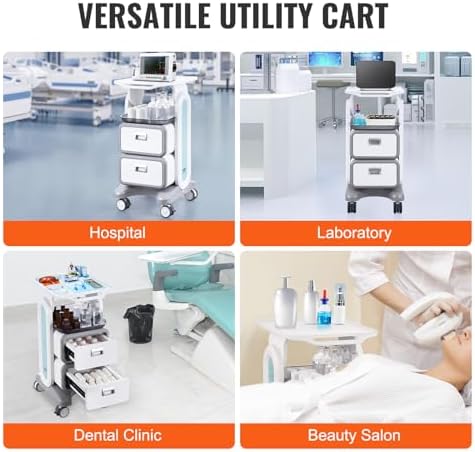 VEVOR Medical Trolley Cart with 2 Drawers & Wheels, Rolling Utility Cart - Image 6