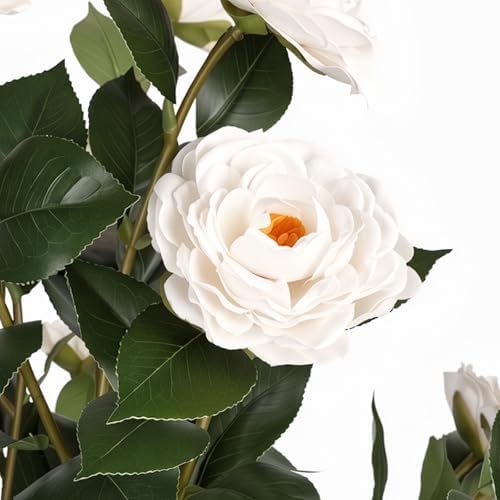 3FT Artificial Camellia Tree 2 Pack, UV Resistant Faux Camellia Plants with Realistic White Flowers, Tall Fake Potted Trees for Front Porch Patio Garden Home Decor, Indoor Outdoor - Image 4