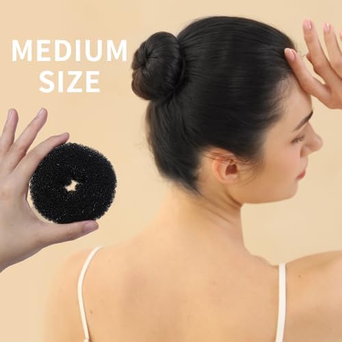 FANDAMEI Hair Bun Makers: Small & Extra Small Donut & Ballet Buns for Kids with Elastic Ties & Pins (Black) - Image 4