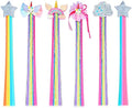 Little World Hair Clips for Girls, 6 Pcs Rainbow Hair Extensions, Unicorn Hair Clips for Girls Toddler Kids Ponytails, Hand-made Cute Glitter Hair Accessories by LittleWorld