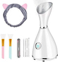 Facial Steamer for Facial Deep Cleaning, Moisturize, Unclog Pores, Face Spa, Nano Ionic Humidifier, Home Facial Warm Mist Face Steamer with Blackhead Removal Kit, Brush, Hair Band by Totexil