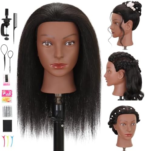 Mannequin Head 100% Human Hair Black 16" for Cosmetology & Hairdressers by TREOSIDA