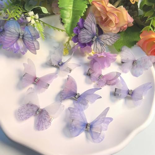Purple Hair Decoration Butterfly Clip-Moving Butterfly Hair Clips for Girls (Purple-10PCS) - Image 3
