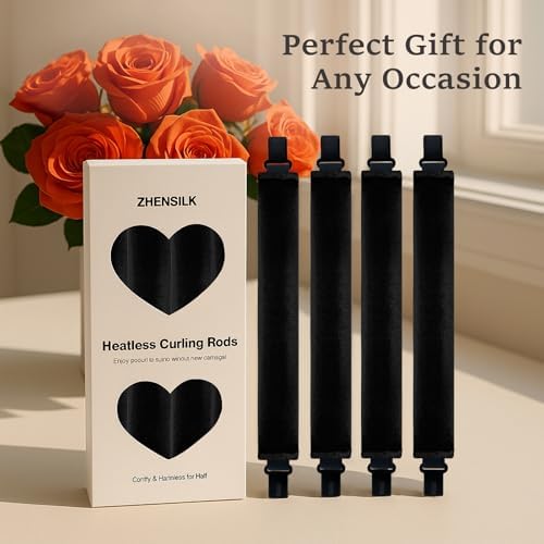 Heatless Hair Curler Set – 4PCS Velvet Overnight Blowout Rods for Heatless Curls, Jumbo Flexible Curling Rods to Sleep In, No Heat Curling Tools for Natural Waves and Curls Black - Image 7