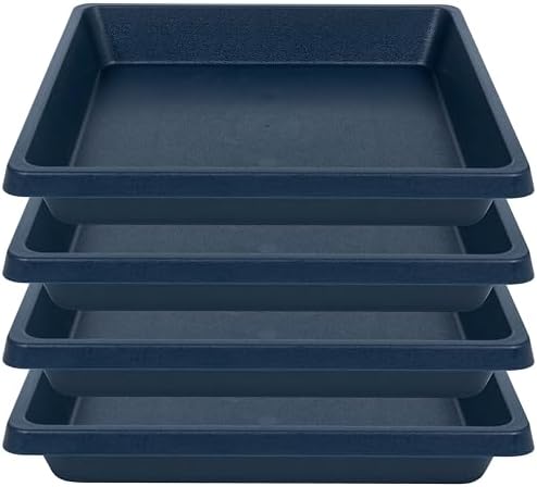 Square Plant Saucer 8 Inch 4 Pack, Saucers for Potted Plants and Water Catcher Tray, Planter Durable Plastic Trays, Plant Drip Trays and Flower Pot Saucers, Plant Saucers for Indoors and Outdoors by Unknown