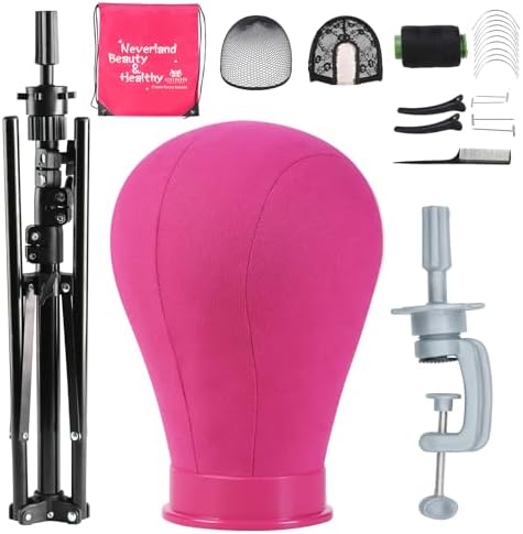 23In Wig Stand Wig Head with Tripod, Wig Head Stand Mannequin Head(Rose) by NeverlandBeautyHealth