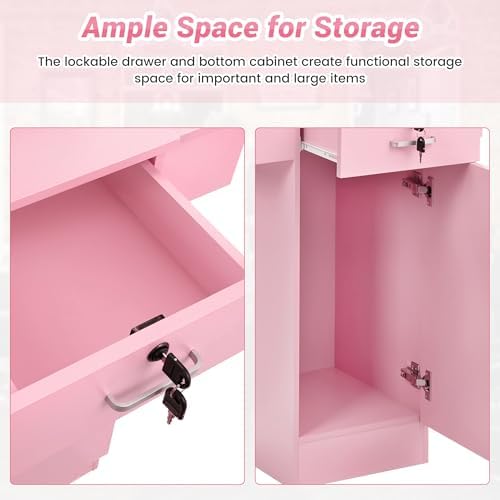 RESHABLE Salon Station for Hair Stylist,Hair Styling Storage Cabinet,Pink - Image 5