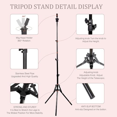 22" Canvas Wig Head Set with 61" Adjustable Tripod Stand - Image 7