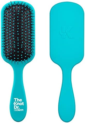 The Knot Dr. hair brush by Conair - Detangling hair brush - Removes Knots and Tangles in wet or dry hair - detangler brush - Blue by conair