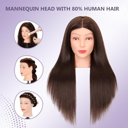 Mannequin Head 80% Human Hair 26-28" #4 for Braiding & Cosmetology - Image 3