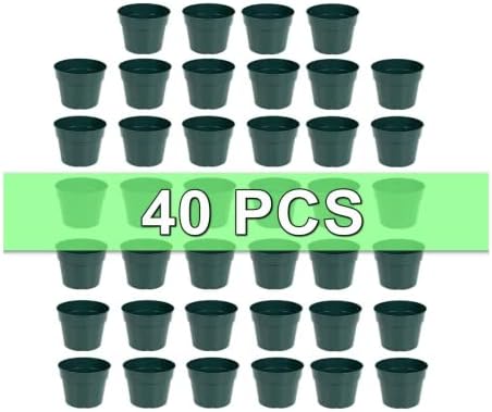RooTrimmer 40 Pack 4 Inch Plastic Nursery Pots with Mesh Pad, Thick Sturdy Plastic Plant Pots with Drainage Holes Indoor/Ourdoor Flower Planter Pots, Green - Image 4