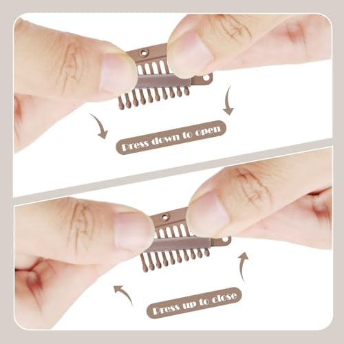 Dreamlover Wig Clips for Hair Extension, 10 Teeth, Brown, 30 Pieces - Image 4