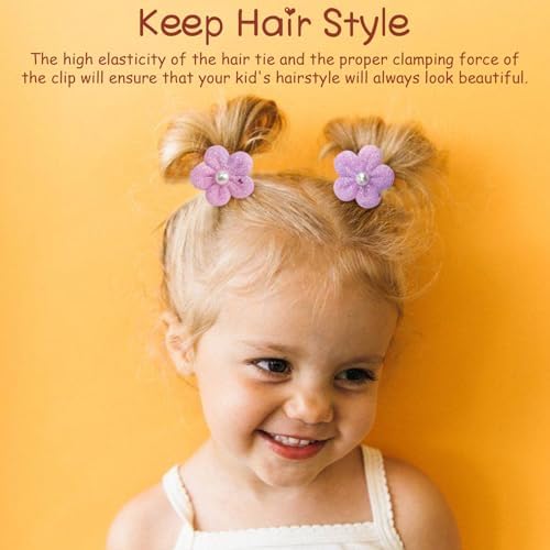 DRESHOW BQUBO 36 Pcs Toddler Hair Ties Clips for Girls Cute Hair Accessories Baby Flower Butterfly Ties Clips Colorful Snap Hairpins Rubber Bands for Baby Toddler Girls Kids - Image 2
