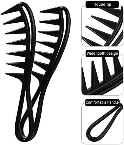 Sieral 4 Pcs Hair Styling Combs Set Wide Tooth Texture Combs, Classic;Black - Image 3