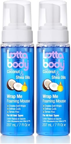 Lottabody Wrap Me Foaming Mousse with Coconut & Shea Oils, Lightweight Moisture-Rich Curl-Defining & Frizz-Control Styling Mousse for Natural Curly, Coily & Relaxed Hair, 7 oz, (Pack of 2) by LottaBody