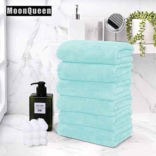 MOONQUEEN 18 Pack Premium Hand Towels - Quick Drying - Microfiber Coral Velvet Highly Absorbent Towels - Multipurpose Use as Hotel, Bathroom, Shower, Spa, Hand Towel 16 x 28 inches (Frozen Blue) - Image 5