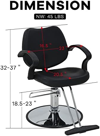 NChanmar Salon Chair Barber Chair Styling Chair Hydraulic Pump Swivel Hair Cutting Chairs for Beauty Spa Styling Hairdressing Tattoo Equipment,Black - Image 3