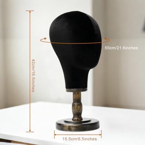 Canvas Wig Head Stand, Wig Head Stand Mannequin with Detachable Wood Stand - Image 5