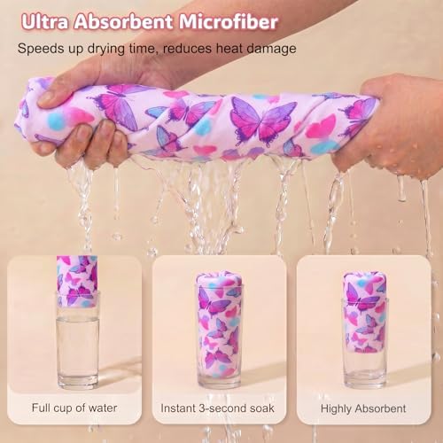 Basumee Microfiber Hair Towel Wrap for Kids Girls, Ultra Absorbent, 2 Pack - Image 2