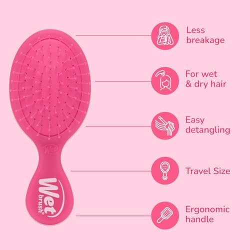 Wet Brush Mini Detangler Hair Brush, Pink Frost, Detangling Travel Hairbrush, Ultra-Soft IntelliFlex Bristles Glide Through Tangles with Ease, Pain-Free, All Hair Types - Image 4