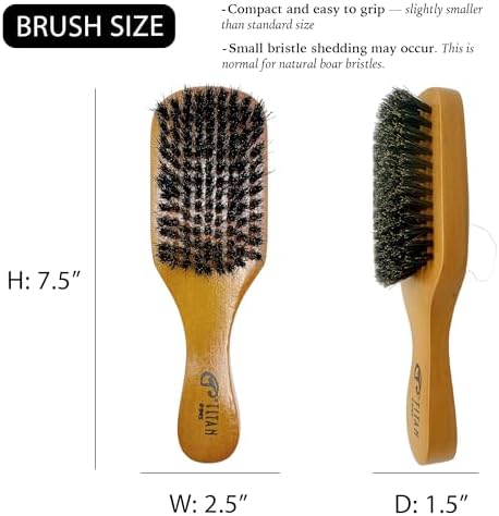 Titan Club Wave Brush for Men - 100% Natural Boar Bristles, Durable Wooden Handle, Smoothing Brush for All Hair Types, Restores Shine and Waves - Image 2