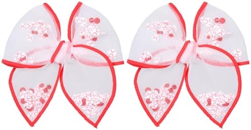 Baseball Mesh Tulle Bow Hair Clips for Cheerleader Girls Women,4 Inch White Softball Shaker Fable Bow Alligator Barrettes,Game Day School Sport Season Hair Accessory Player Gift by Miroksh