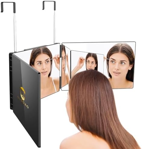 360 Mirror for Haircuts for Men for Women for Braiding Hair Trifold 3 Way Mirror to See Back of Head Barber Haircut Tool Three Way for Hair Cutting Self Cut by GLDDAO