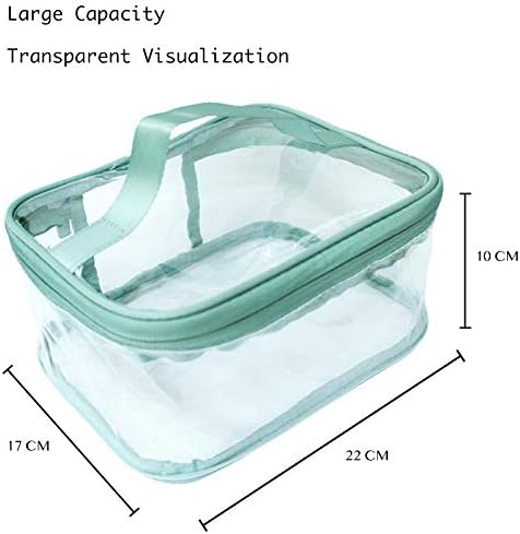 Toiletry Bag Makeup Cosmetic Clear Bag Portable Waterproof Transparent Travel Storage Green - Image 2