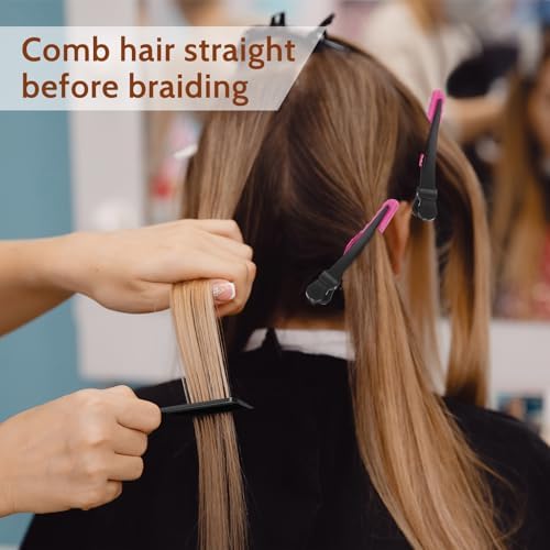 7 Pieces Automatic Braider Set, Includes Electronic Tool Machine, Braid Maker Twister with Rat Tail Comb and Crocodile Clips for Styling (Rose Red) - Image 4
