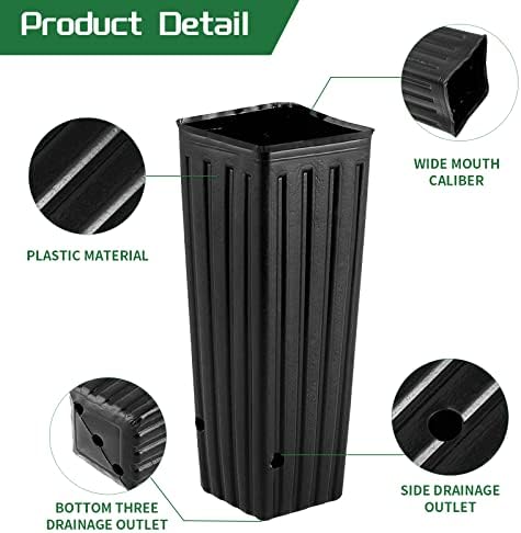 20 Pcs Plastic Deep Nursery Pots,9.8" Tall Tree Pots, - Image 3