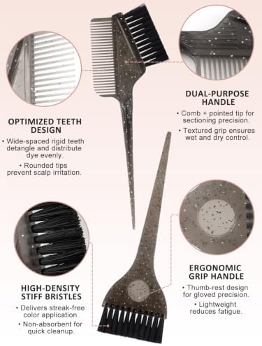 YOOVR 19pcs Hair Bleach Dye Kit with Hair Dye Brush, Bowl & Whisk (Black) - Image 3
